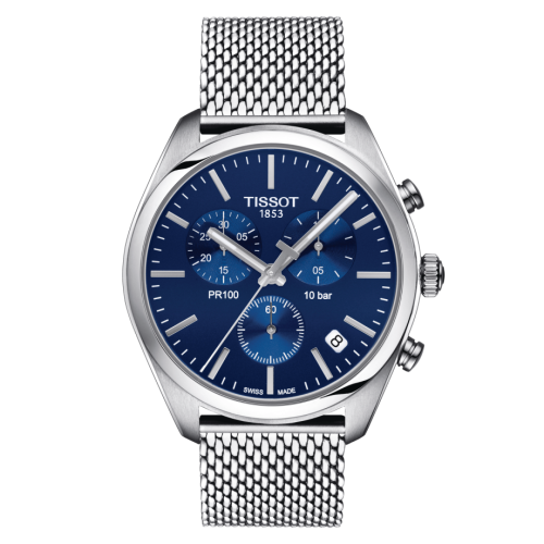 Tissot PR 100 Chronograph Quartz 41 Stainless Steel / Blue / Milanese